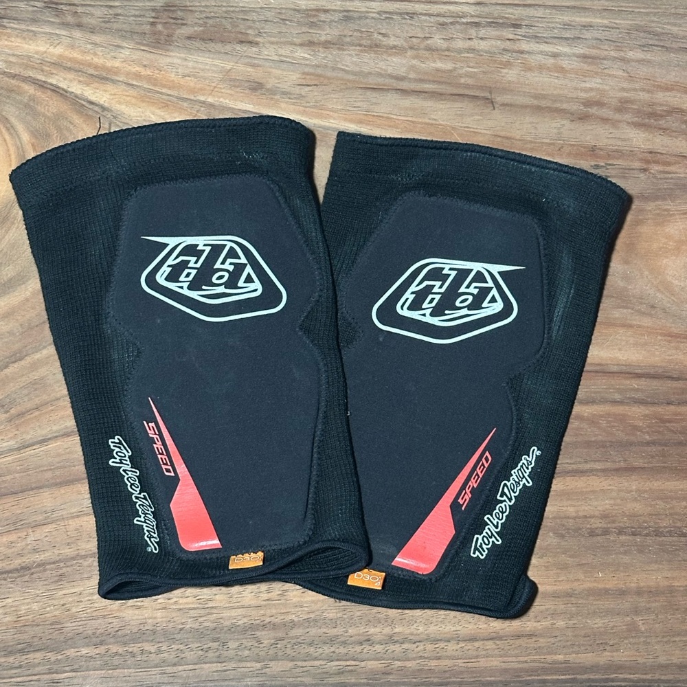 Troy Lee Design Black and Red Protective Knee Pads